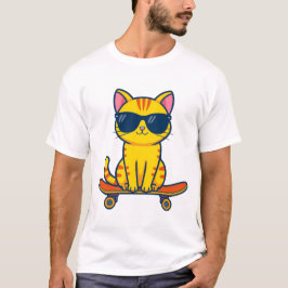 Camiseta Gato genial de monopatín con gafas de sol Cartoon