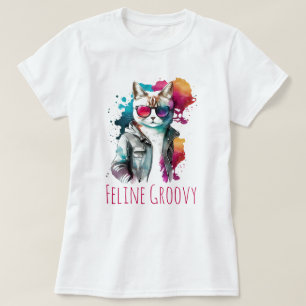 Camiseta Gato genial felino con gafas de sol Personalizar