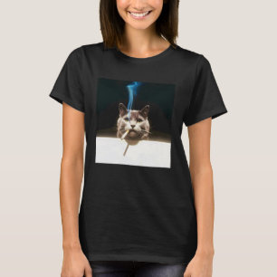 Camiseta Gato Genial Fumando Meme Humor Retro para Fans de