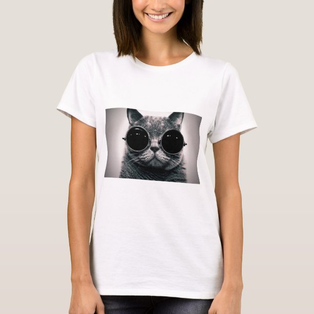 Camiseta gato genial kool kat con gafas de sol (Anverso)