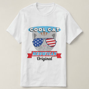 Camiseta Gato Genial Meowicano Original Patriótico Divertid
