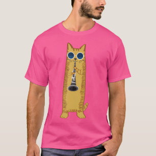 Camiseta Gato genial tocando el clarinete Hippy Hipster Gat