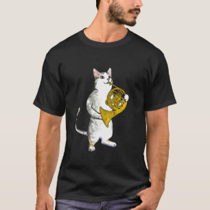Camiseta Gato genial tocando música de trompa francesa músi