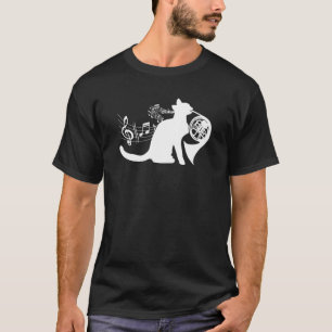 Camiseta Gato genial tocando música de trompa francesa Músi