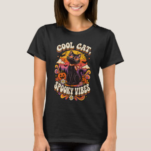 Camiseta Gato genial vibraciones espeluznantes Halloween Ga