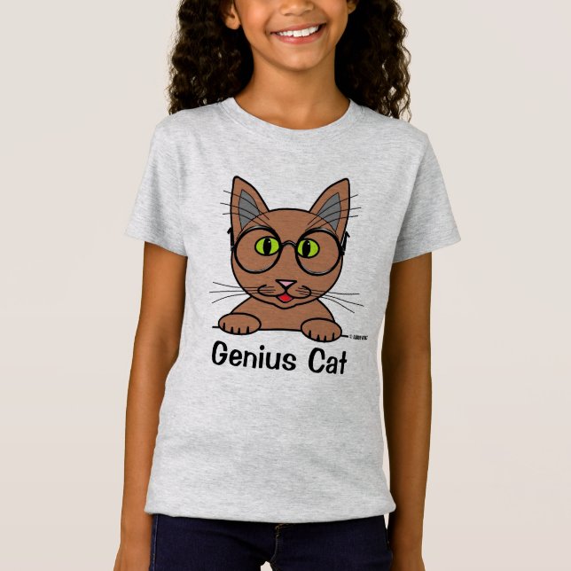 Camiseta Gato Genius Con Gafas Divertidas (Anverso)