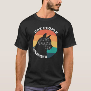 Camiseta Gato-Gente-Nació En Noviembre (Versión Blanca)
