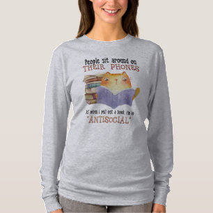 Camiseta Gato: Gente sentada en su teléfono
