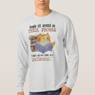 Camiseta Gato: Gente sentada en su teléfono