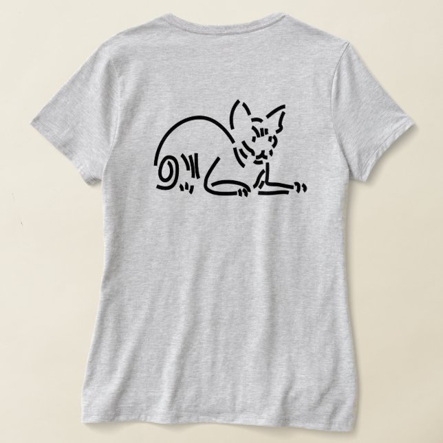 Camiseta Gato Geométrico Abstracto | Construcción de Línea  (Distribución Reverso )