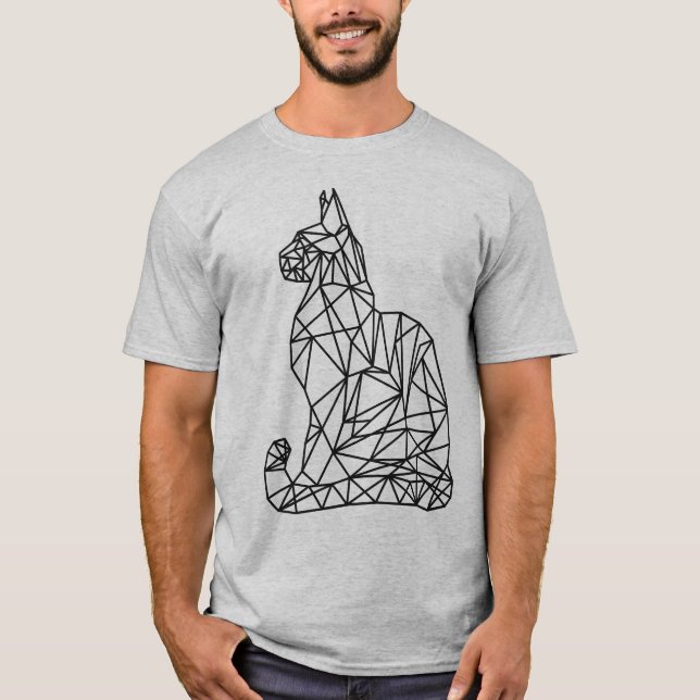Camiseta Gato Geométrico Moderno Mínimo Unisex Resumen (Anverso)