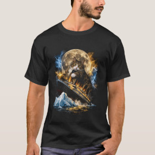 Camiseta Gato Gigante Hundiendo el Barco Titanic Iceberg Fa