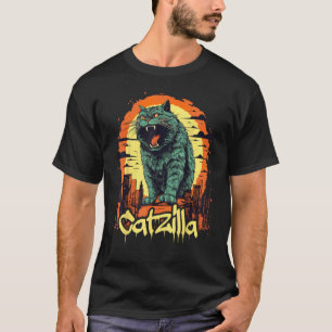 Camiseta Gato gigante japonés vintage Catzilla