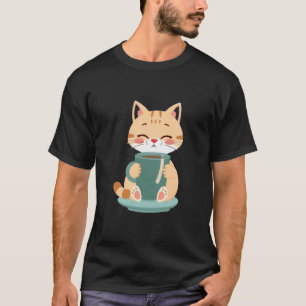 Camiseta Gato Gingembre Adorable Abraza Taza de Café Azul T