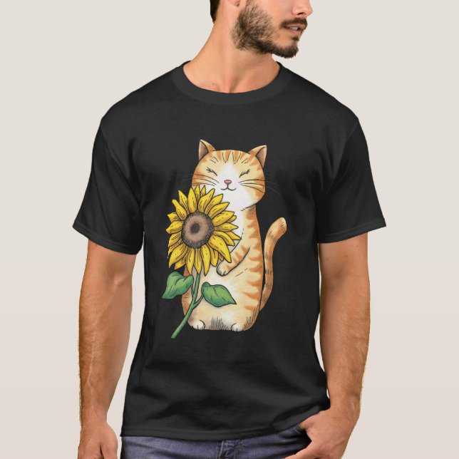 Camiseta Gato Girasol (Anverso)