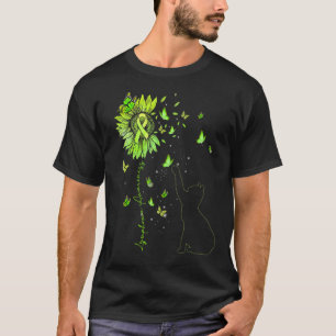 Camiseta Gato Girasol Cinta Verde Lima Conciencia sobre Lin