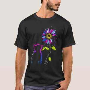 Camiseta Gato Girasol Rosa Y Azul Conciencia Defectos De Na