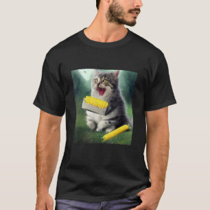 Camiseta Gato gitano comiendo una mazorca de maíz estilo re
