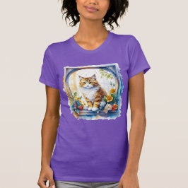 Camiseta Gato gitano en la ventana de flores