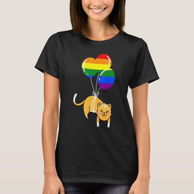 Camiseta Gato Globo Orgullo Gay (Anverso)
