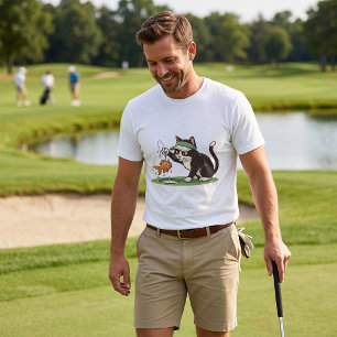 Camiseta Gato Golfista Divertido Pescando en Obstáculo de A