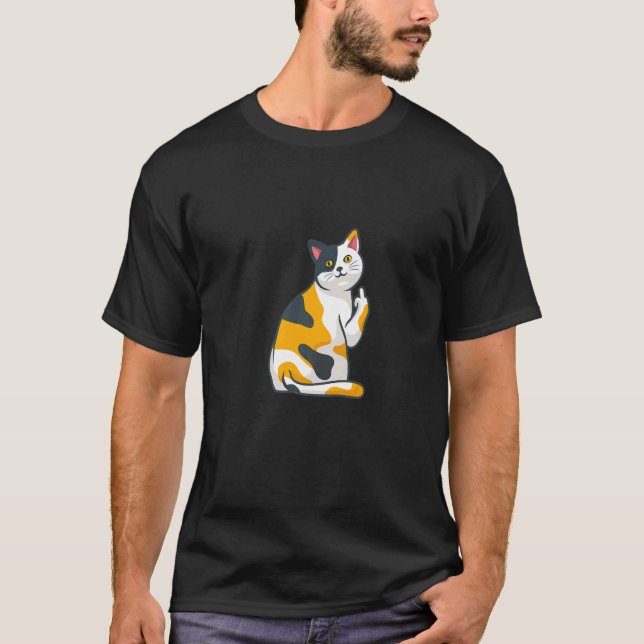 Camiseta Gato Gordo Dedo Medio (Anverso)