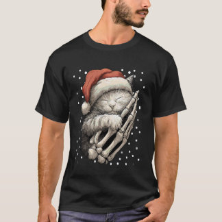 Camiseta Gato gótico de Navidad sombrero de Santa mano de e
