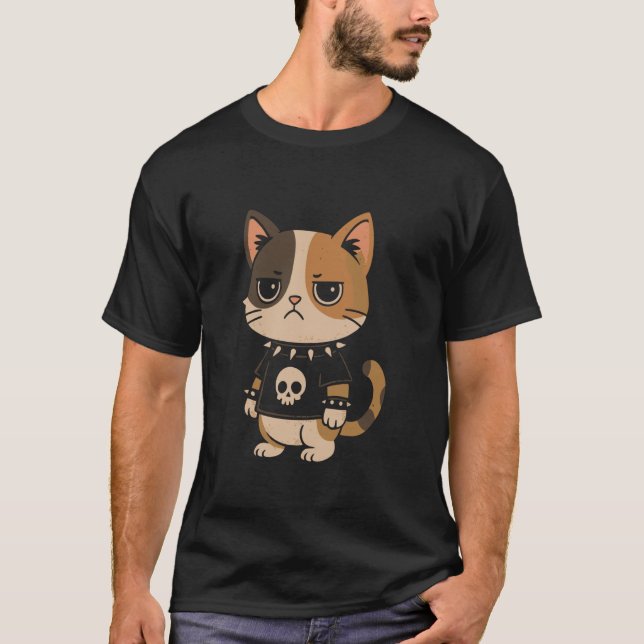 Camiseta Gato gótico punk (Anverso)