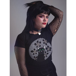 Camiseta Gato gótico whimsigogh gatos negros flores T-Shirt