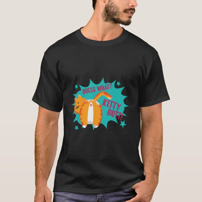 Camiseta Gato gracioso Adivinan Lo Que Kitty Butt Propietar (Anverso)
