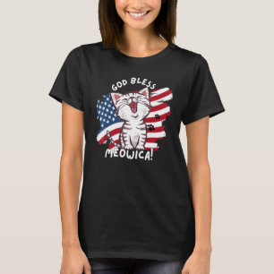 Camiseta Gato gracioso ama que Dios bendiga a Meowica Patri