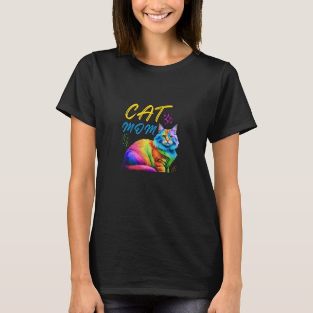 Camiseta gato gracioso arcoiris Tabby gatito mascota Camise (Anverso)