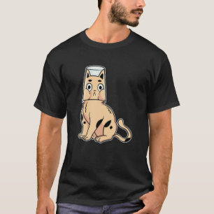 Camiseta Gato Gracioso Atrapado En Un Vaso. Humor Cat Lover