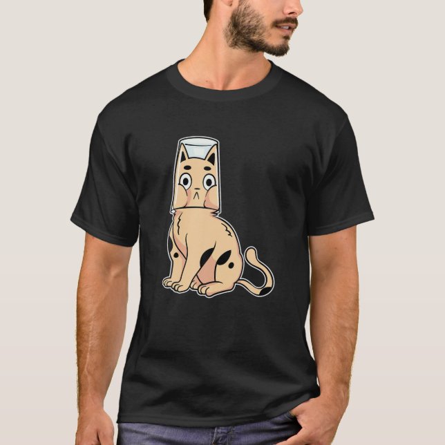 Camiseta Gato Gracioso Atrapado En Un Vaso. Humor Cat Lover (Anverso)