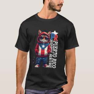 Camiseta Gato gracioso Bandera de Puerto Rico Gato Boricua