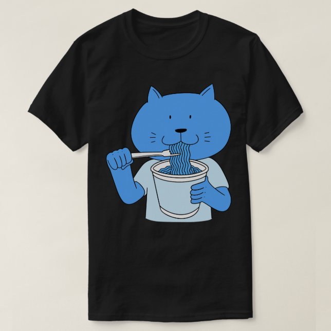 Camiseta Gato gracioso comiendo espagueti (Diseño del anverso)