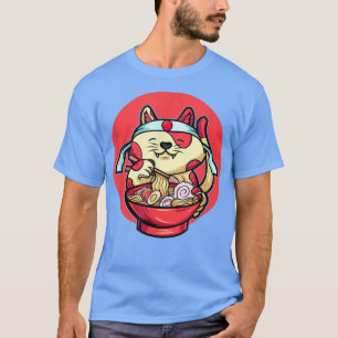 Camiseta Gato gracioso comiendo Ramen lindo gato japonés Ra