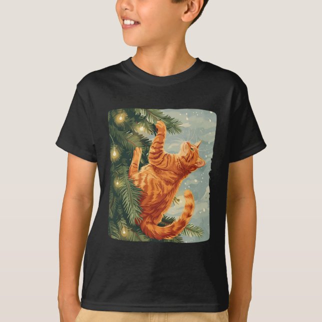 Camiseta Gato Gracioso Con Árboles De Navidad Para Gatos De (Anverso)