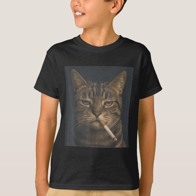 Camiseta Gato Gracioso Con Cigarrillo Sarcástico Meme Ca Fu (Anverso)