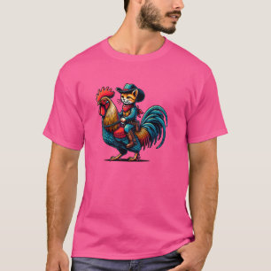 Camiseta Gato gracioso con Gorra de vaquero y botes montand