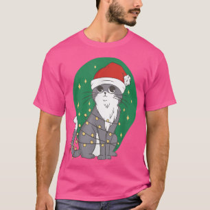 Camiseta Gato gracioso con luces de hadas, Navidades