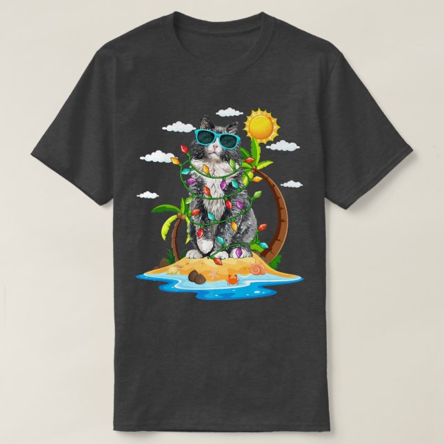 Camiseta Gato gracioso con Navidad enciende Navidades de vi (Diseño del anverso)