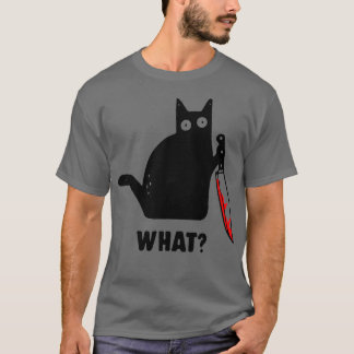 Camiseta Gato gracioso con un cuchillo QUÉ