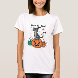 Camiseta Gato gracioso de Halloween diciendo "Boo para ti"