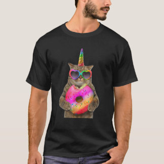 Camiseta Gato gracioso de humor con donut, gato gracioso mu