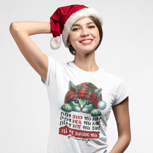 Camiseta Gato gracioso de Navidades juzgando silenciosament (Subido por el creador)