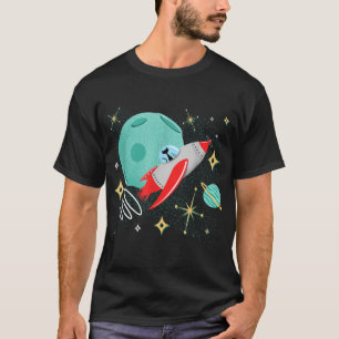 Camiseta Gato gracioso del cohete atómico gato futurista a