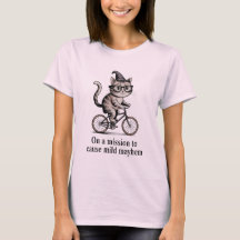 Gato gracioso en bicicleta - Arte critico travieso