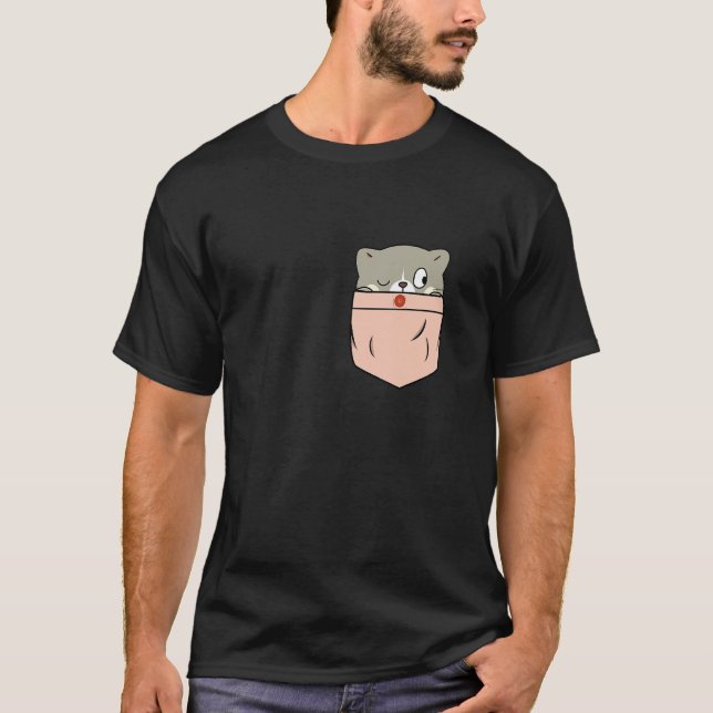 Camiseta Gato gracioso en bolsillo - Gatito en bolsillo - A (Anverso)