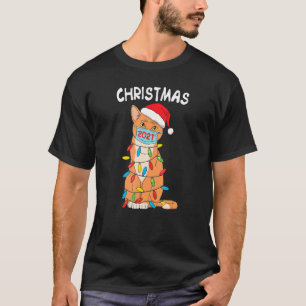 Camiseta Gato Gracioso En La Máscara De Cara Y Navidades De